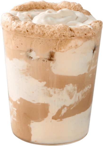 Einspanner Salted Latte cup with smooth cream top and cocoa dust