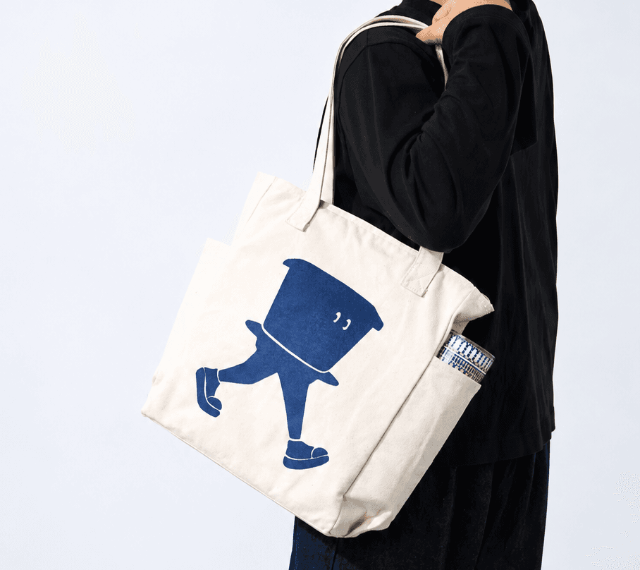 Trạm Canvas Tote Bag featuring walking phin mascot